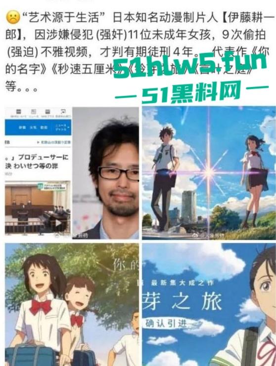 日本动漫你的名字制片人【伊藤耕一郎】承认恋童,并多次嫖娼未成年少女录用声音。-1
