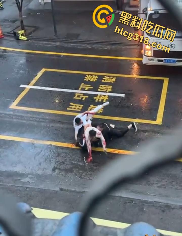 小伙街边无差别砍人，就算劝架也惨被砍，街头刀光血飙骨肉翻开，地上血迹一片看着都感觉痛 !-6