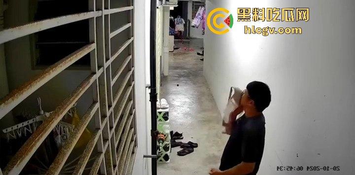 马来西亚槟岛华裔男清晨偷嗅邻居胸罩还自慰！猥亵全过程被监控拍下！-8