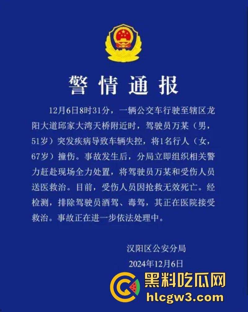 驾驶员突发疾病!武汉一公交车失控致1名行人死亡 现场视频曝光!-1